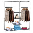 thumbnail image 4 of Closet Organizer for Bedroom, Wardrobe Rack for Home PKWQ503GY, Gray 69" Portable Clothes Closet Non-Woven Fabric Wardrobe Double Rod Storage Organizer, 4 of 7