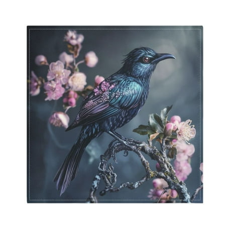 

Napkin Satin Napkin 20*20Inchx1 Kitchen Towel Dinner Plate Towel Decorative Towel Napkin Tea Towel Suitable For Kitchen Table Black Cool Bird