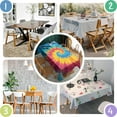 thumbnail image 4 of Colorful Rainbow Tie Dye Spiral Pattern Rectangle Tablecloth 60"x84",Waterproof Polyester Rectangle Table Cloth, Wipeable Spillproof Polyester Tablecloth for Dining, Camping, Indoor and Outdoor, 4 of 5