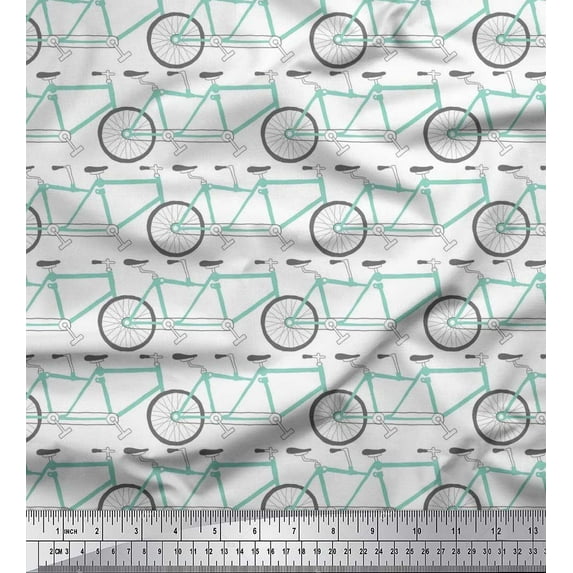 Soimoi Cotton Cambric Fabric Bicycle Transport Print Fabric by Yard 56 Inch Wide
