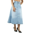 thumbnail image 6 of Fashion2Love Women's Juniors / Plus Size Long A-Line Stretch Denim Maxi Skirt, 6 of 11