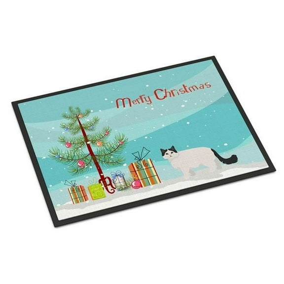 Carolines Treasures CK4690MAT 18 x 27 in. Ragamuffin No.1 Cat Merry Christmas Indoor or Outdoor Mat