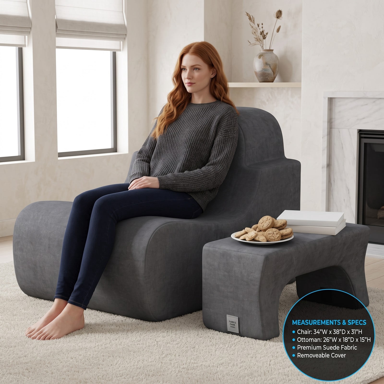 Furnibear Floor Chair Lazy Sofa with Detachable Headrest, Adjustable Padded Floor Gaming Sofa Chair, Foldable Ice Velvet Meditation Reading Seat for Living Room, Gray