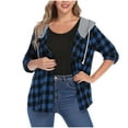 thumbnail image 2 of Karight Womens Plus Size Classic Plaid Long Sleeve Shirt Button Down Hooded Oversized Sweatshirt Top with Pockets, 2 of 5