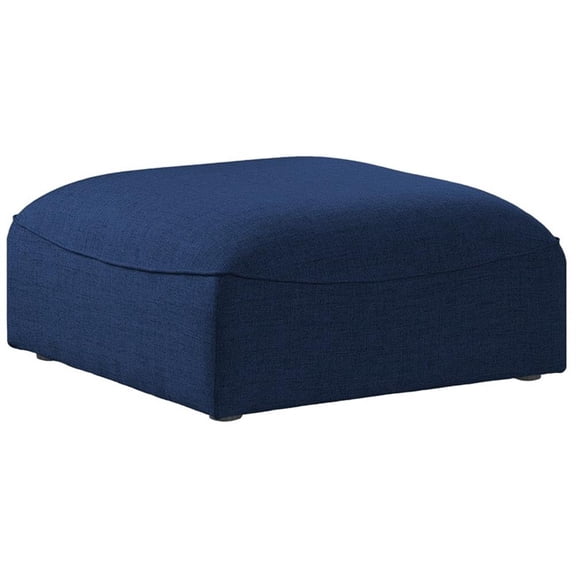 Meridian Furniture Miramar Navy Durable Linen Textured Ottoman