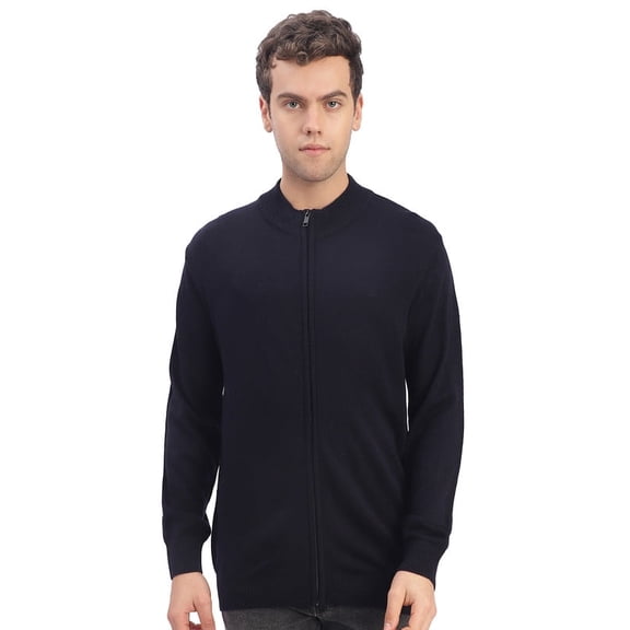 Cavardi Casual Men’s Full Zipper Sweater – Navy | XL