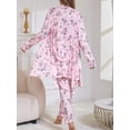 thumbnail image 3 of ZANKLEY Womens Pajamas Set 3 Piece Floral Butterfly Print Cami Top Long Pants Robe Sleepwear Loungewear Comfort, 3 of 9