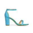thumbnail image 3 of BLISSFUL STEP Women's Open Toe Ankle Strap Buckle Block Heels Glitter Sandals Blue 6, 3 of 7
