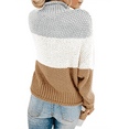 thumbnail image 3 of PrettyGuide Women's Mockneck Sweater Dolman Sleeve Oversized Cable Knit Pullover Sweater M Light Grey/White/Khaki, 3 of 7