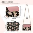thumbnail image 6 of SCRAWLGOD Rose Floral Print Black Pink Small Crossbody Bags for Women Lightweight Cell Phone Purse with Metal Buckle PU Leather Wallet Handbags with Detachable Chain, 6 of 7