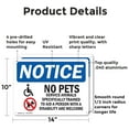 thumbnail image 2 of (2 Pack) No Pets Service Animals Allowed OSHA Notice Sign 14 Inch X 10 Inch Indoor / Outdoor Rust-Free Aluminum Metal Signs for Workplace, Workshop, and Construction Site, Made in the, 2 of 8