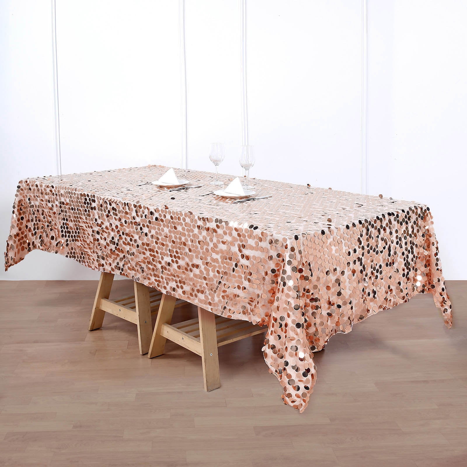 Efavormart 60"x102" Big Payette Sequin Rectangle Tablecloth - Rose Gold ...