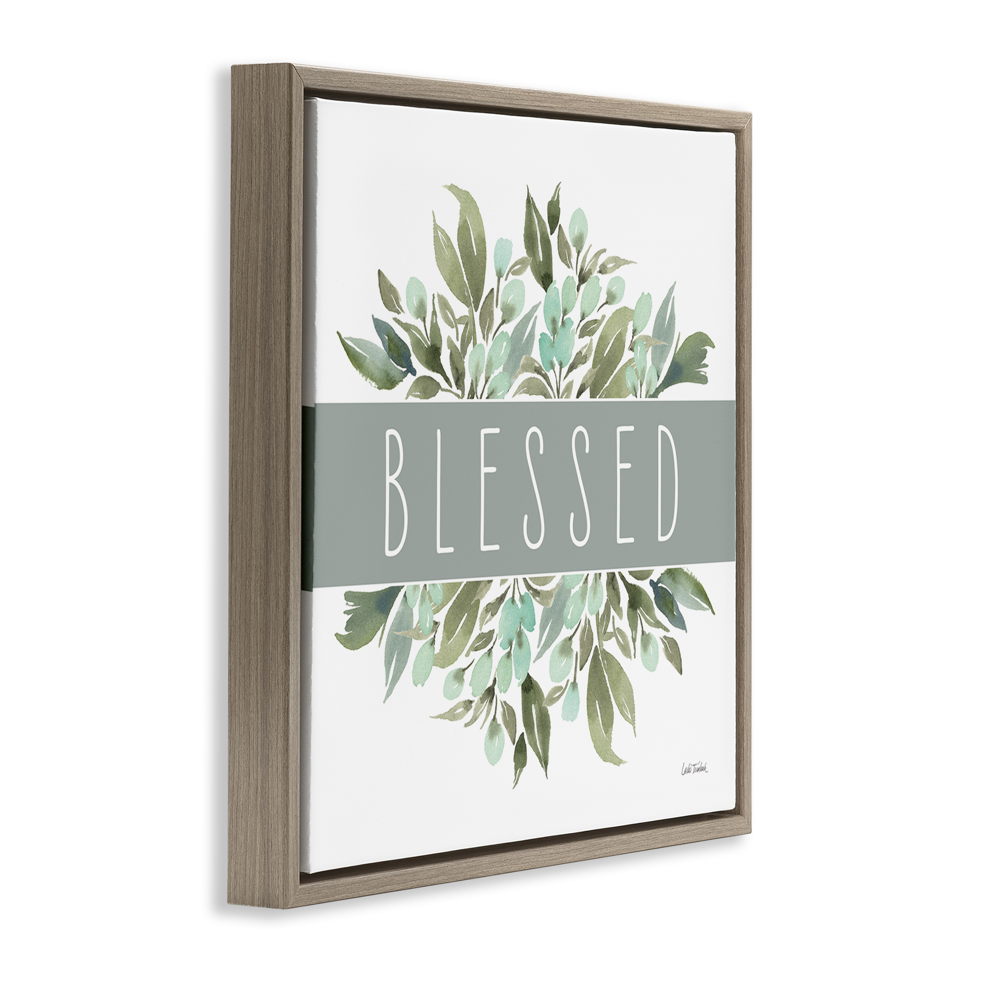 Stupell Industries Blessed Cottage Florals Plants & Flowers Painting Brown Floater Framed Canvas Art Print Wall Art, 18 x 18