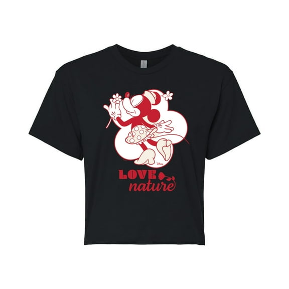 Disney - Love Nature Minnie Mouse - Juniors Cropped Cotton Blend T-Shirt