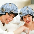 thumbnail image 6 of Shower Caps,Pug and Footprints Waterproof Shower Cap for Women 4 Pieces,Double Reusable Hair Cover for Shower PEVA Elastic Stretch Hem, 6 of 7