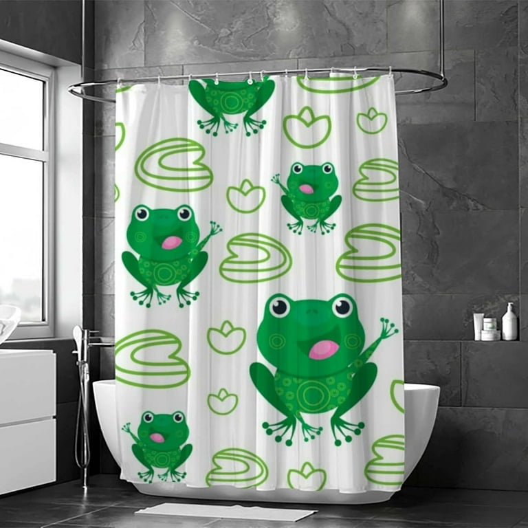 Dreamtimes Shower Curtain Set with Hooks Funny Frog On The Swamp Polyester  Waterproof Bath Curtain for Bathroom Bathtubs Decor 72 x 72 Inches 