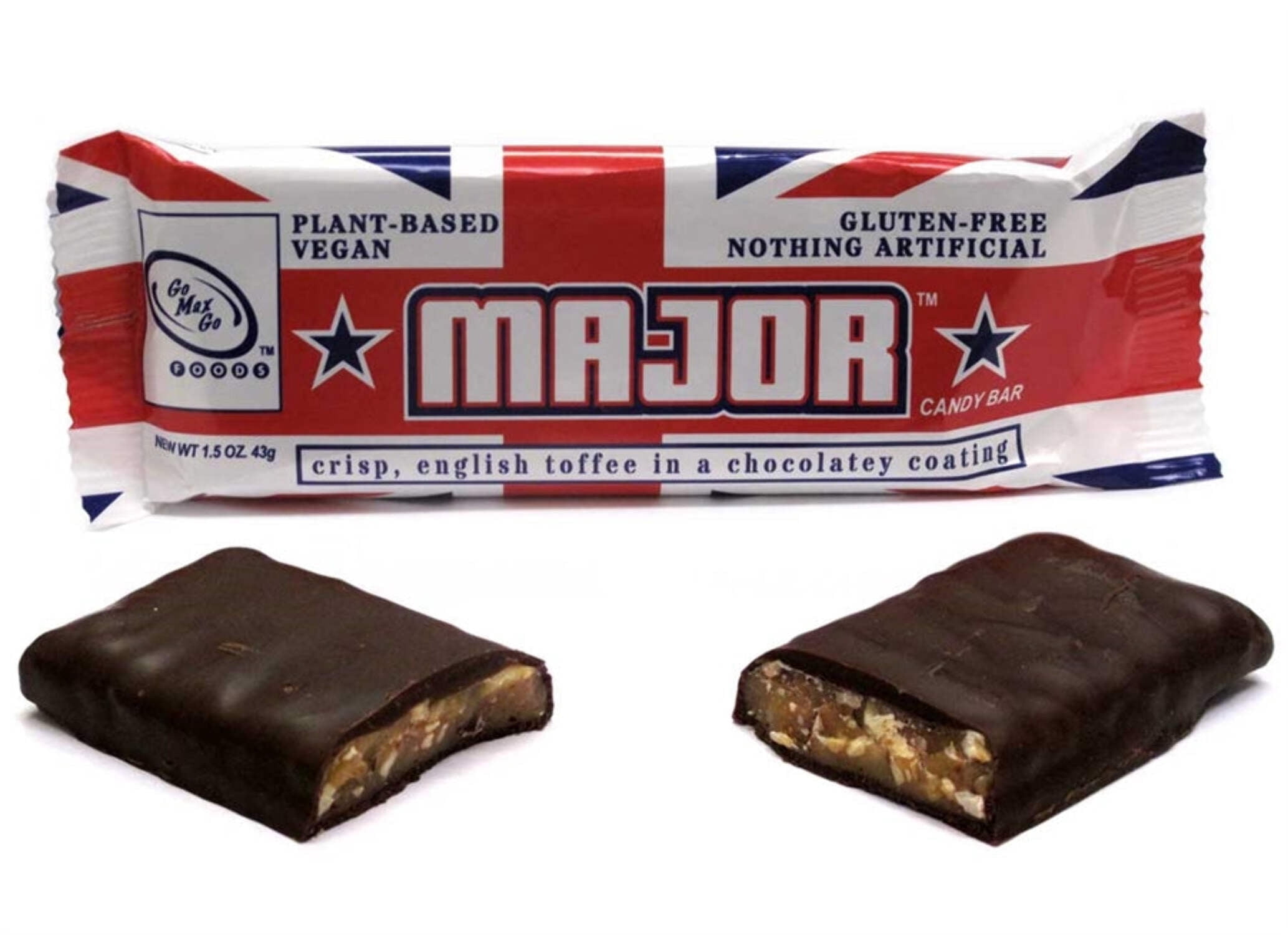 GoMaxGo 2fer Vegan Candy Bars – 12 Count Box – Dairy-Free Chocolate with Cookie & Peanut Butter