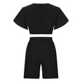 thumbnail image 6 of Woman Summer Outfits 2 Piece Set for Women Clothing Set Female V-Neck Short Sleeve Tops Pants Sets Long Pant Style S_287 Women's Tracksuits Black S, 6 of 9