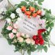 thumbnail image 4 of JINGT 1 pieza de flores artificiales para jardín, Navidad, plantas falsas, bodas, fiestas, rosas de seda rosa, 4 of 7