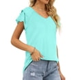 thumbnail image 5 of Womens Summer Tops Ruffle Short Sleeve V Neck T-Shirts Casual Loose Fit, 5 of 6