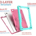 thumbnail image 4 of Fesign for Onn 10.4 Tablet Pro 2023 Model: 100110603 Case Built in Kickstand Heavy Duty Hybrid Case Hard Back Case Come with Tempered Glass/Shoulder Strap for Onn 10.4 Tablet Pro (Green+Pink/1 Pcs), 4 of 5
