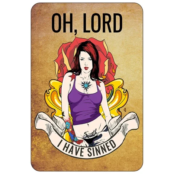Oh Lord I Have Sinned Sign Metal Funny Man Cave House Decor A335