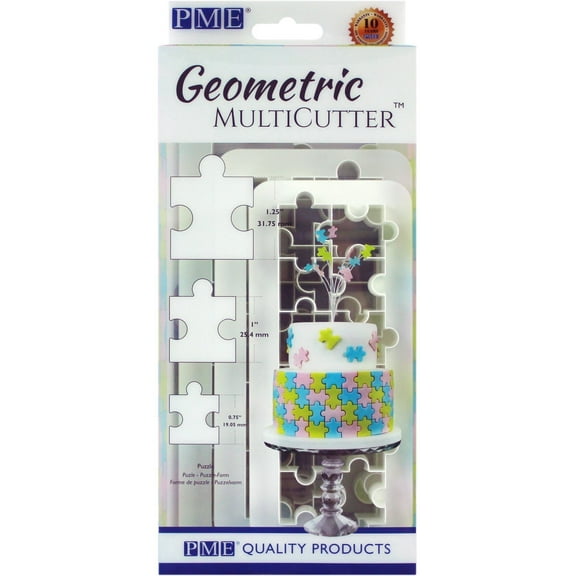 PME GMC154 Set of 3 Geometric MultiCutter, Puzzle for Cake Design, White