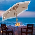 thumbnail image 5 of Autlaycil 7.5 ft Patio Umbrella with Tassel, 18 LED Lights Solar Umbrella with Umbrella Base - Khaki, 5 of 6