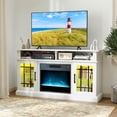 thumbnail image 5 of Topcobe TV Stand with Electric Fireplace LED Lights Remote Controls for TVs Up to 40 Inch, Modern Furniture for Living Room, Practical, Easy to Assemble-White, 5 of 8