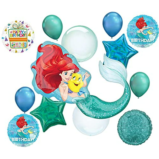 Little Mermaid Party Supplies Princess Ariel Happy Birthday Balloon ...
