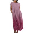 thumbnail image 1 of CHOK Robe pour Femme Grande Taille Décontractée à Manches Courtes, Col Rond, Coupe Ample, Robe d'Été Unie en Lin, Midi Ample et Confortable avec Poches, 1 of 5