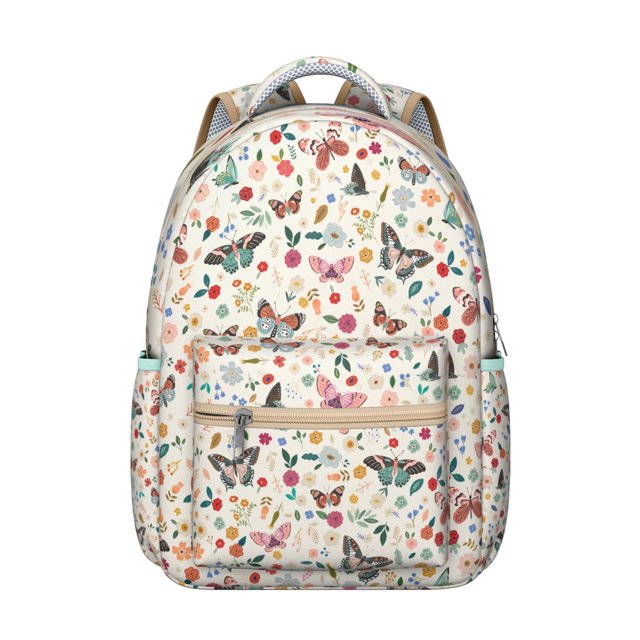 Fashion Butterfly Student Backpack Colorful Floral Pattern Cute Butterflies Aesthetic Bookbag for Student