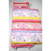 SoHo Nap Mat for Toddlers, Pink Hippo, With Pillow and Carrying Strap for Preschool or Daycare
