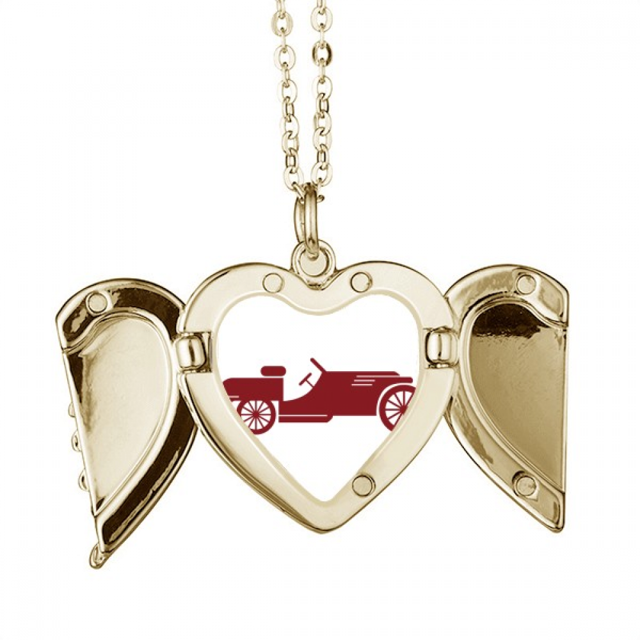 Rojo coches clasicos silueta geométrica Collar colgante en forma de melocotón con alas Unbranded M