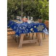 thumbnail image 2 of Outdoor Tablecloth with Umbrella Hole and Zipper, Christmas Blue Rectangle Table Cloth 54x80 Inch Waterproof Tablecloth, Xmas Winter Snowflakes New Year Holiday Picnic Table Cover for Patio Camping, 2 of 7