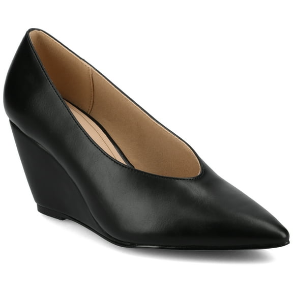 Journee Womens Danika Almond Toe Comfort Dress Wedges