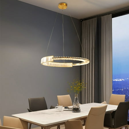 

TOOLKISS Adjustable Luxury Gold Plating Crystal Pendant Light