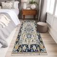 thumbnail image 2 of Vintage Flowers Pattern Washable Area Rug 2 x 6 ft Blue Traditional Bohemian Farm , Soft Non Slip Rugs Stain Repellent Indoor Felt Carpet for Living Dining Room Bedroom Home Office, 2 of 9
