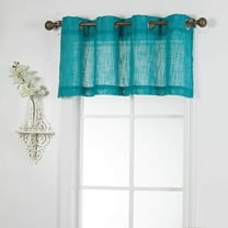 Window Treatment Valance - Grommet Top Light Filtering Privacy Semi Sheer Short Curtains/Valances for Kitchen or Any Small Window, 1 Piece (52" W x 18" L, Teal)