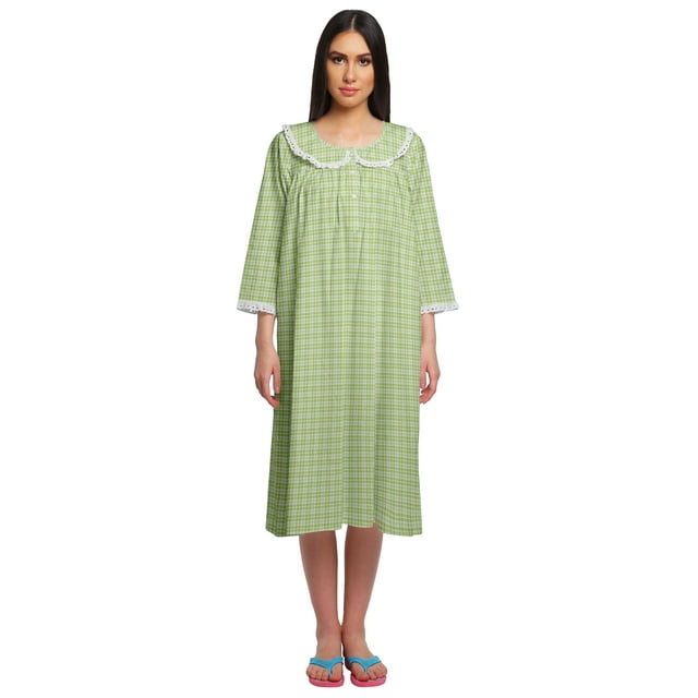 Moomaya Chemise de Nuit Imprimée pour Femmes Longueur Genou en Coton Robe de Nuit Courte