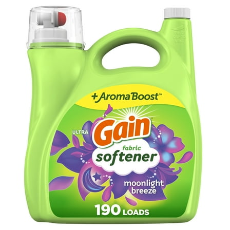 Gain Liquid Laundry Fabric Softener and Conditioner, Moonlight Breeze Scent, 140 fl oz, 190 Loads