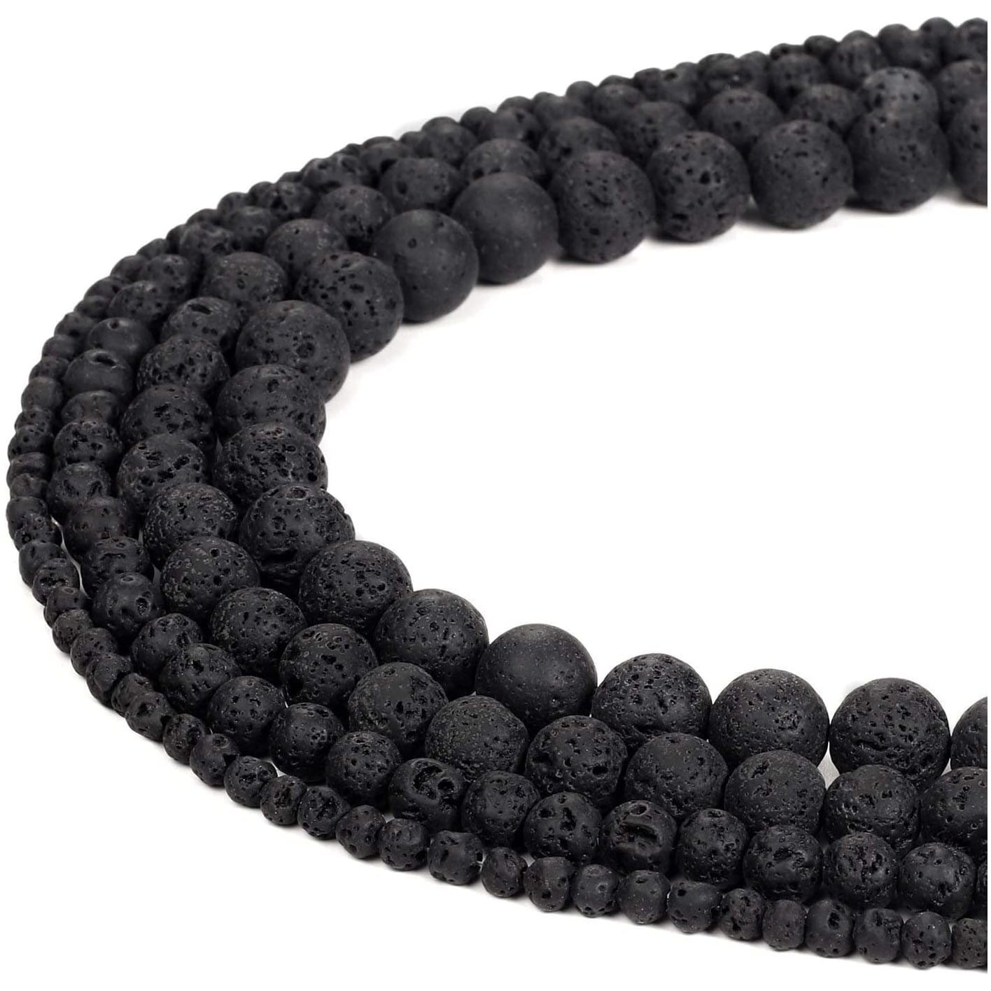 1 Strip Black Volcanic Stone Beads Bead Chains Jewelry Findings Decoration  DIY 