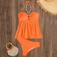 thumbnail image 4 of Women's Swimwear Two Piece Plus Size Solid Color Fashion Sexy No Buckle Adjustable Backless Bikinis Sets, 4 of 7