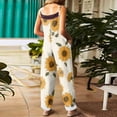 thumbnail image 4 of JULMCOMO Cotton Linen Jumpsuits for Women Floral Print Tie Strap Baggy Summer Outfits Scoop Neck Vacation Comfy Casual Jumpsuits Complexion L, 4 of 7