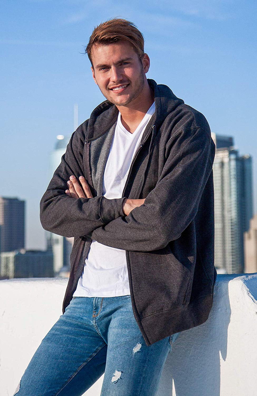 Men's Heavyweight Full Zip up Hoodie | Fleece Jacket | Warm Zipper Casual Sweatshirt with Hood