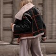 thumbnail image 4 of Veste en Laine d'Agneau à Revers pour Femmes Style Moto de Rue Veste Décontractée pour Femmes Noir G, 4 of 6