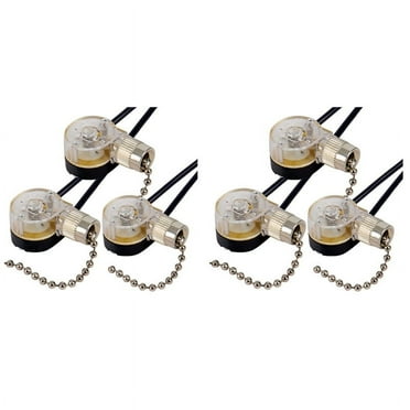 6Pack Ceiling Fan Light Switch ZE-109 Fan Switch Ceiling Pull Chain Switch Replacement (Nickel)