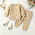 thumbnail image 2 of Gerichy Toddler Baby Boy Clothes Fall Winter Outfit, Baby Boys Girls Long Sleeve Solid Sweatshirt Tops Blouse Warm Pants Trousers Outfit Set Clothes 2PCS, 2 of 8