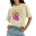 thumbnail image 4 of Outfmvch Sunflower Shirt,Sunflower Shirts for Women,Graphic Tees,Short Sleeve Shirts for Women,Plus Size Tops,Workout T Shirts Athletic Summer Trendy Clothes 2025 Short Sleeve Spring Tee X1 Beige 3XL, 4 of 9