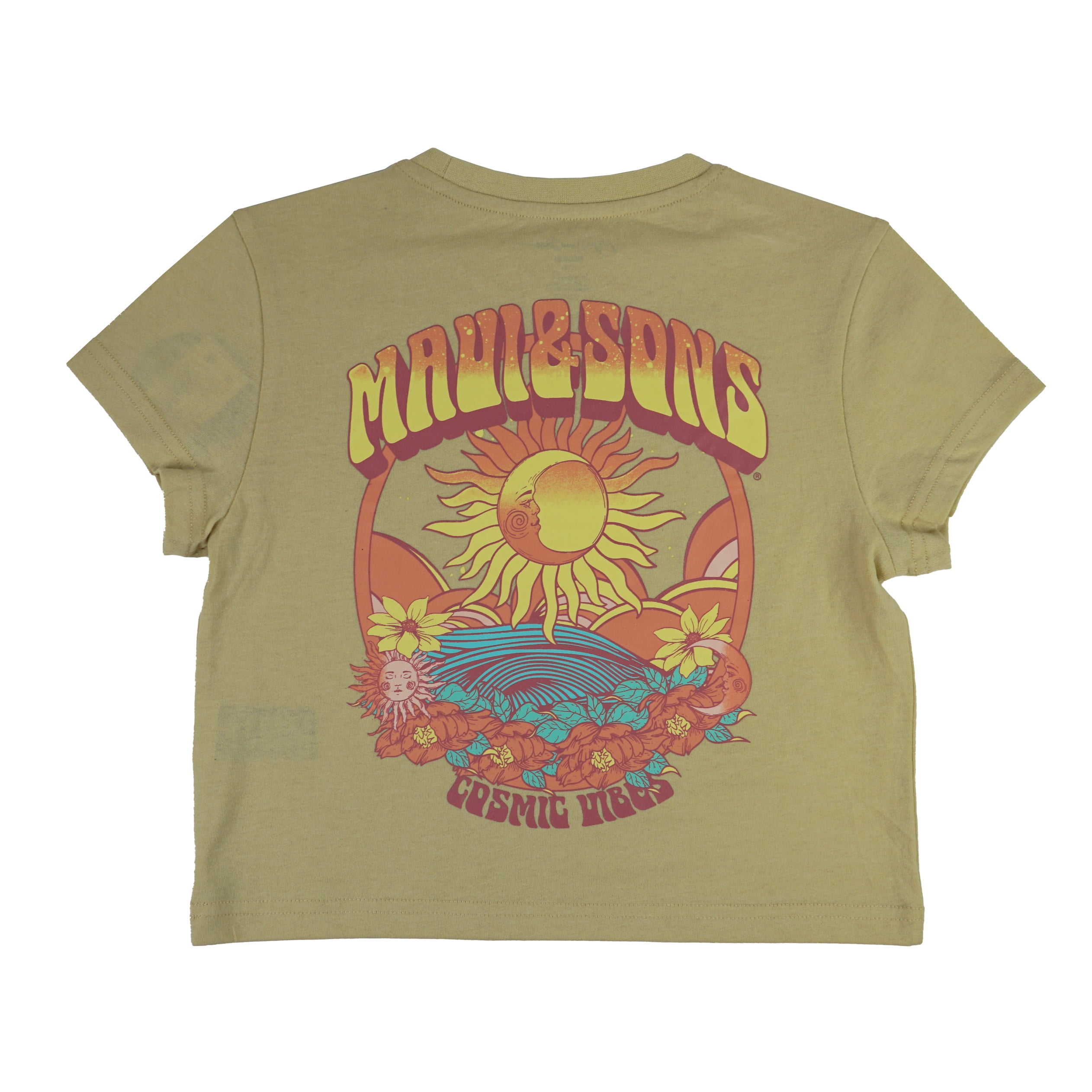 Maui and Sons Cosmic Vibes Short Sleeve Girl's T-Shirt Crew Neck Graphic Tee Inspired by California Surf Culture & Designed for Everyday Comfort